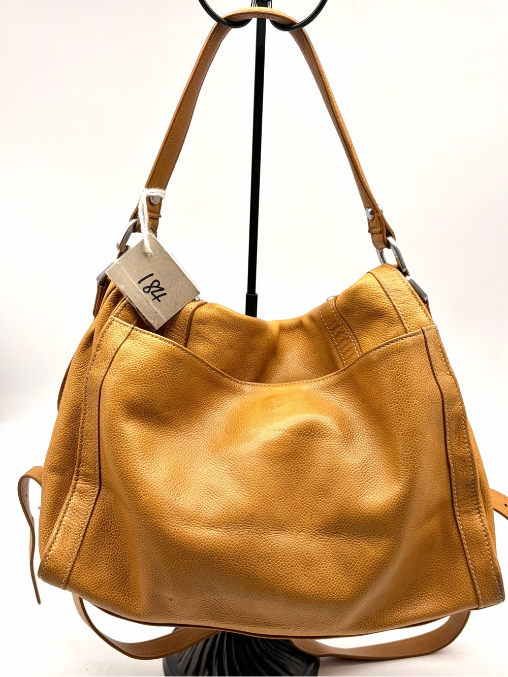 LONGCHAMP 2 Way Balzane Mustard Tan Leather Turn-Lock Shoulder Crossbody Bag Med - Picture 5 of 11